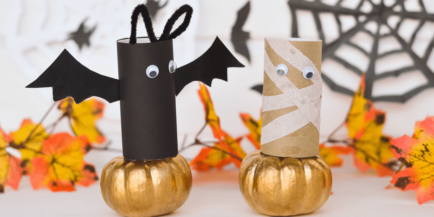 Toilet paper roll bats and mummies for Halloween